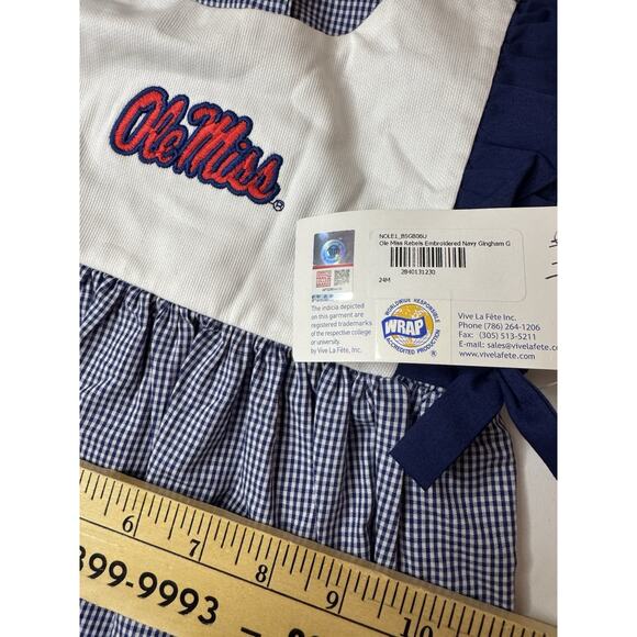 NWT 24 Months 24M Vive La Fete Ole Miss Mississippi Bubble Romper Smocked Navy - Picture 7 of 7